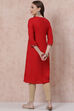 Red LIVA Straight Kurta image number 4